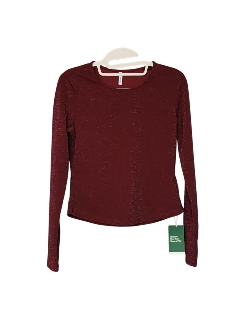 HALARA Long Sleeve Crewneck Top in Burgundy